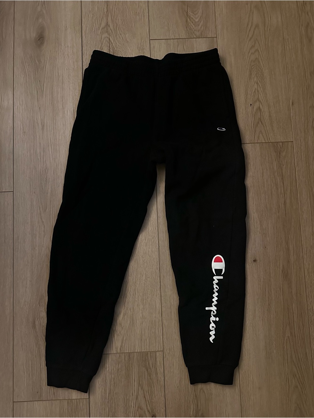 Champion Kids Black Sweat Joggers with Red & White Logo